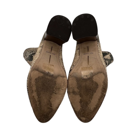 Dolce Vita Gray Cream Renly Snake Print Block Heel Slip On Mule Size 7.5 Women's - Picture 9 of 11